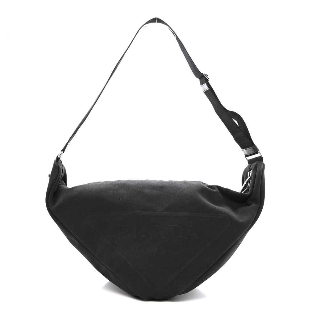 Prada Canapa Triangle Shoulder Bag Black