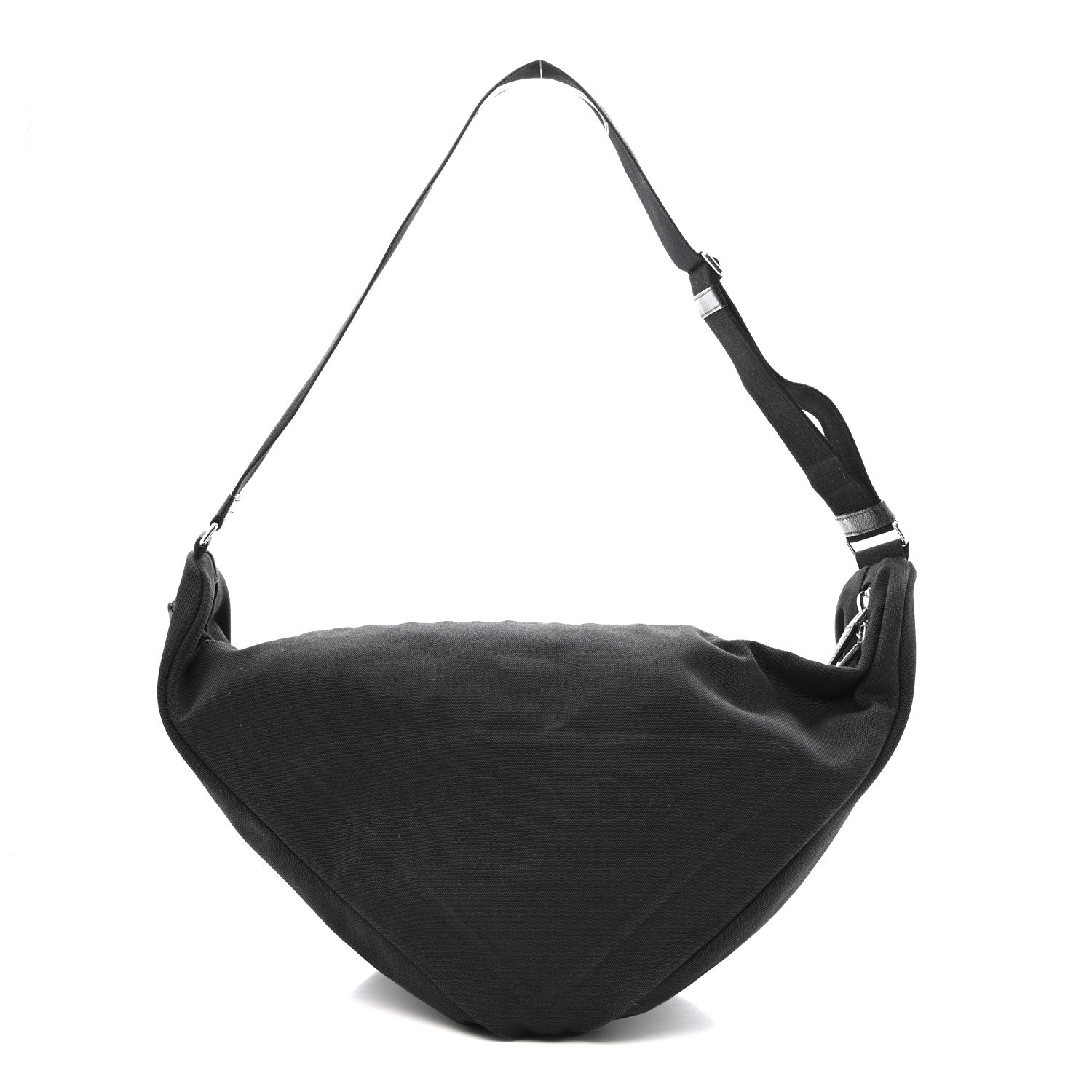 Prada Canapa Triangle Shoulder Bag Black