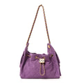 Chanel Suede Quilted Mini Chanel 25 Handbag Purple