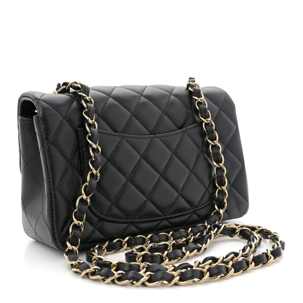 Chanel Lambskin Quilted Mini Rectangular Flap Black