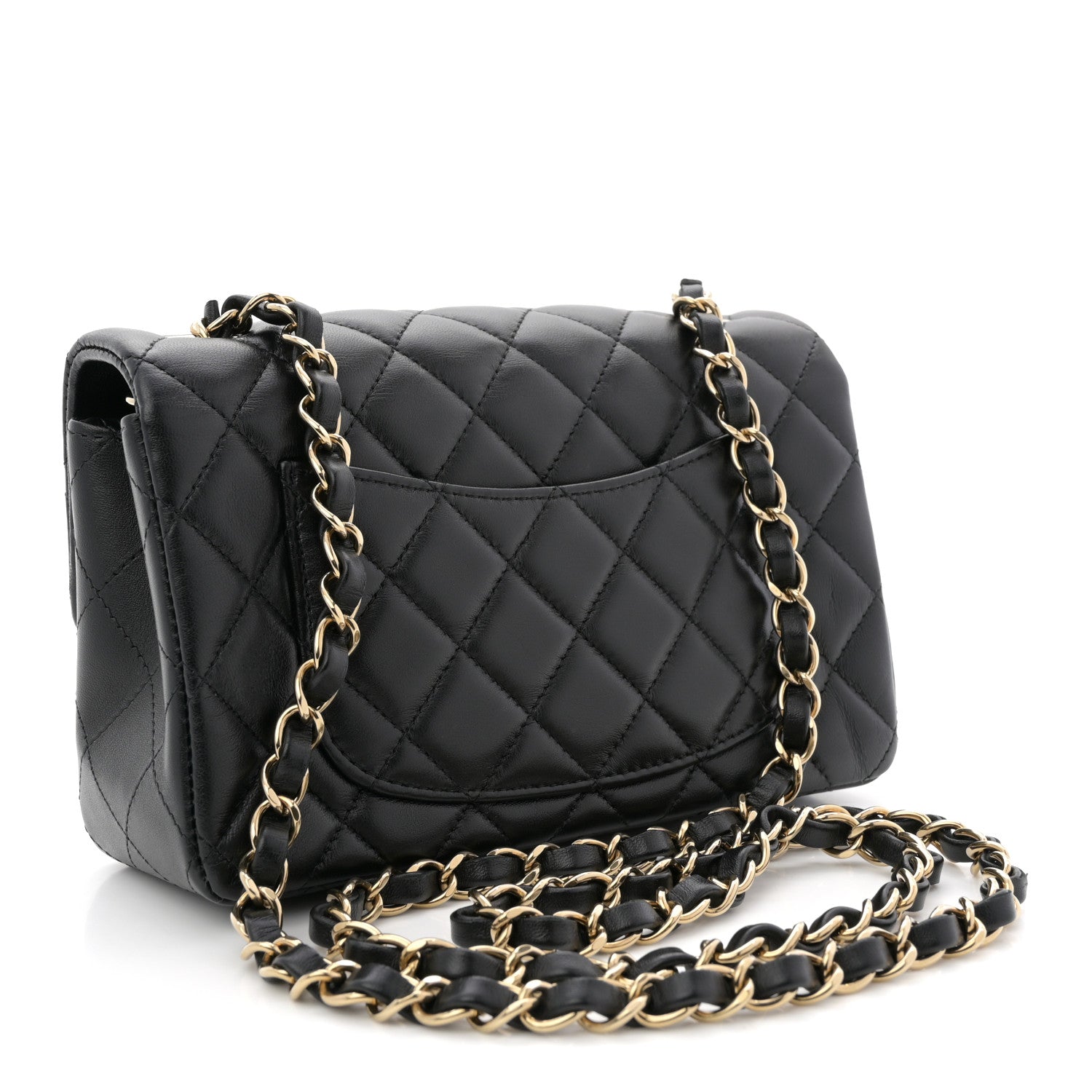 Chanel Lambskin Quilted Mini Rectangular Flap Black