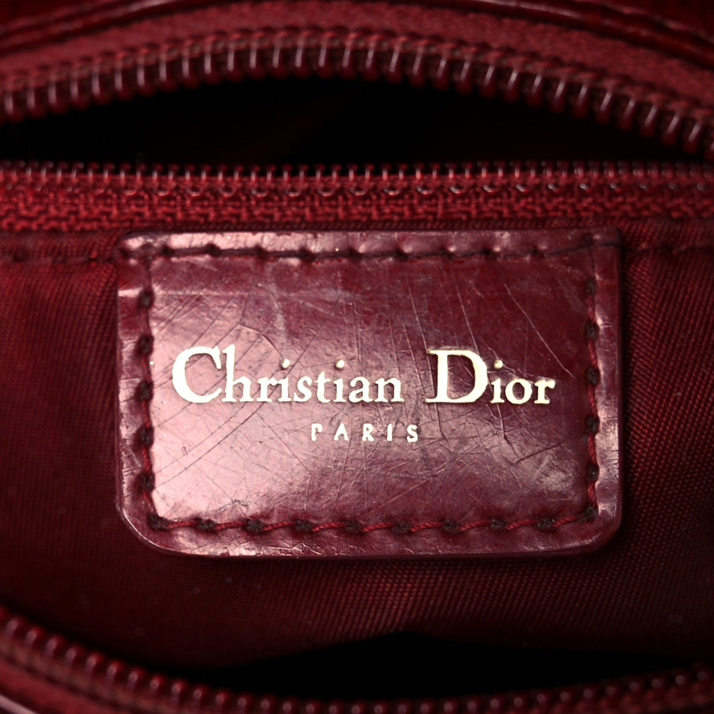 Christian Dior Patent Diorissimo Medium Lady Dior Burgundy Red