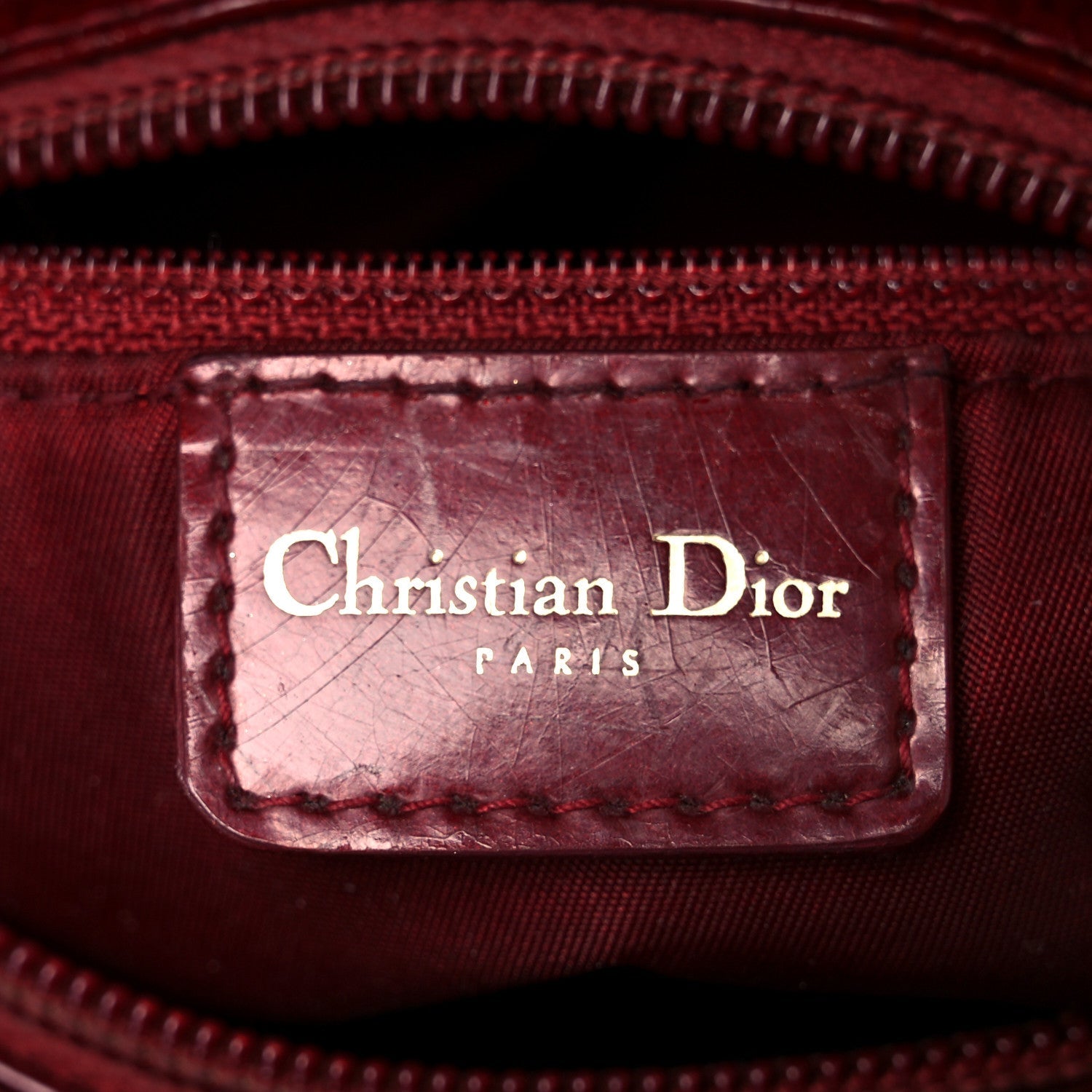 Christian Dior Patent Diorissimo Medium Lady Dior Burgundy Red