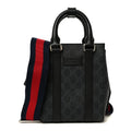 Gucci GG Supreme Monogram Appia Calfskin Web Mini Tote Bag Black