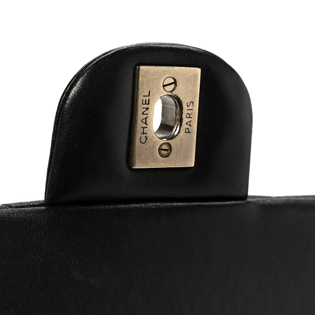 Chanel Lambskin Quilted Clutch With Chain Flap Black