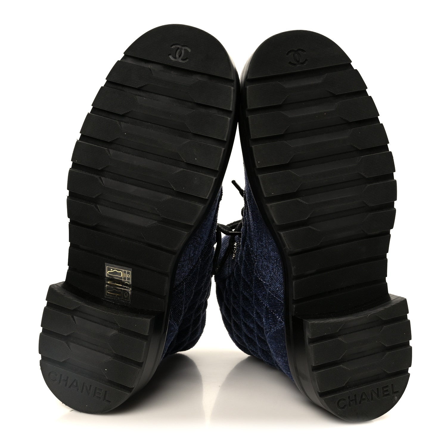 Chanel Shiny Calfskin Velvet Quilted Lace Up Combat Boots 37 Blue