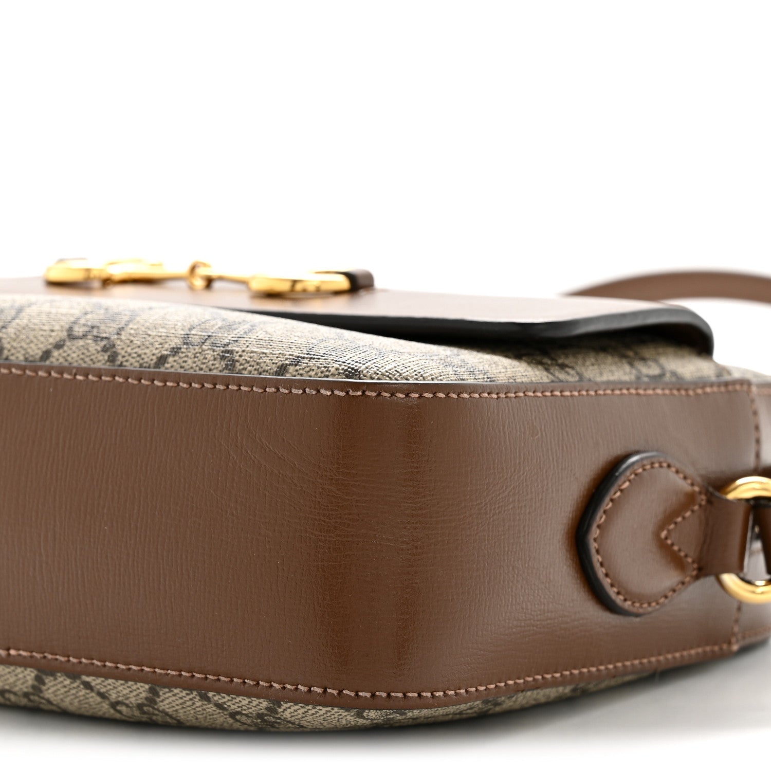 Gucci GG Supreme Monogram Small Horsebit 1955 Shoulder Bag Beige Brown Sugar