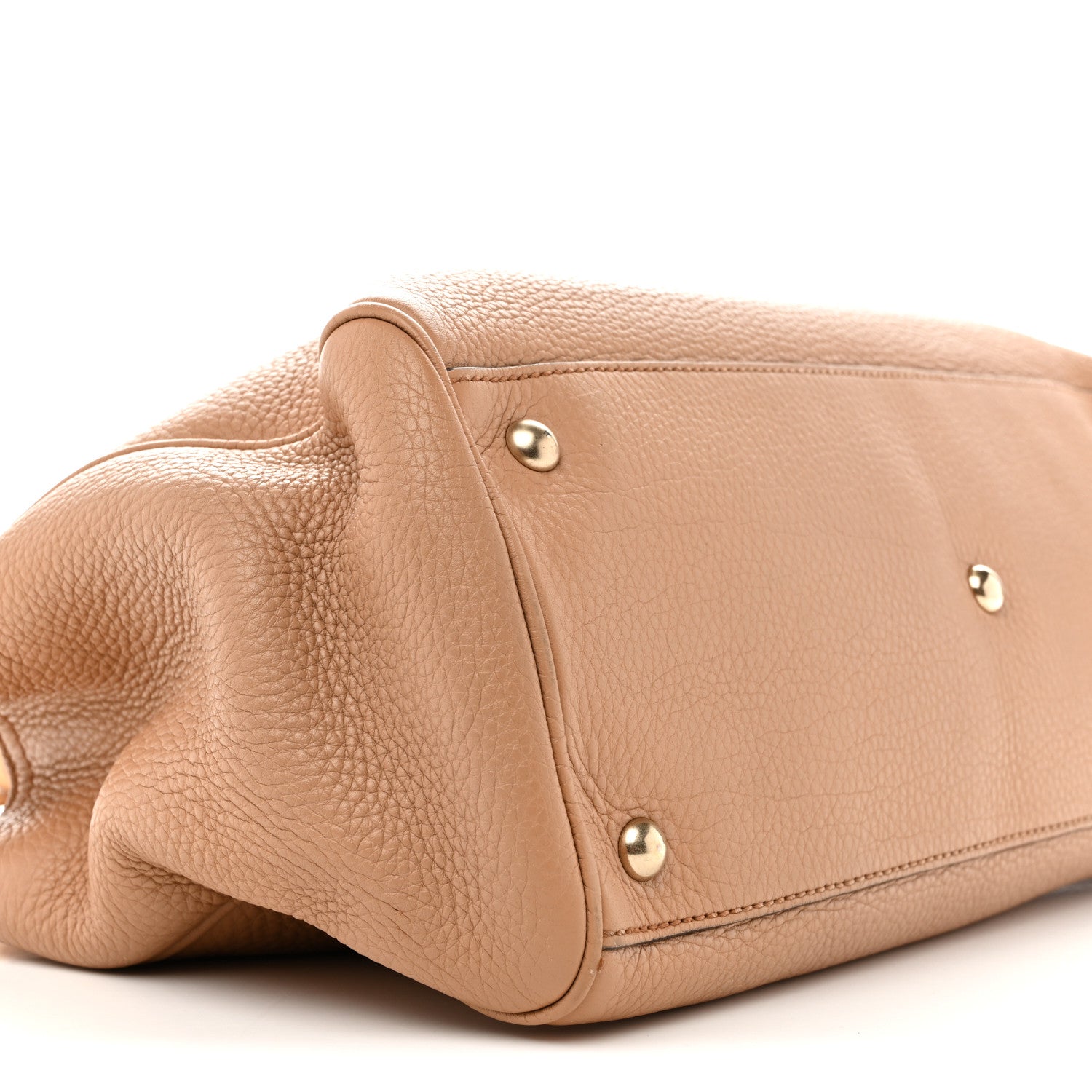 Gucci Pebbled Calfskin Medium Bamboo Shopper Tote Camelia