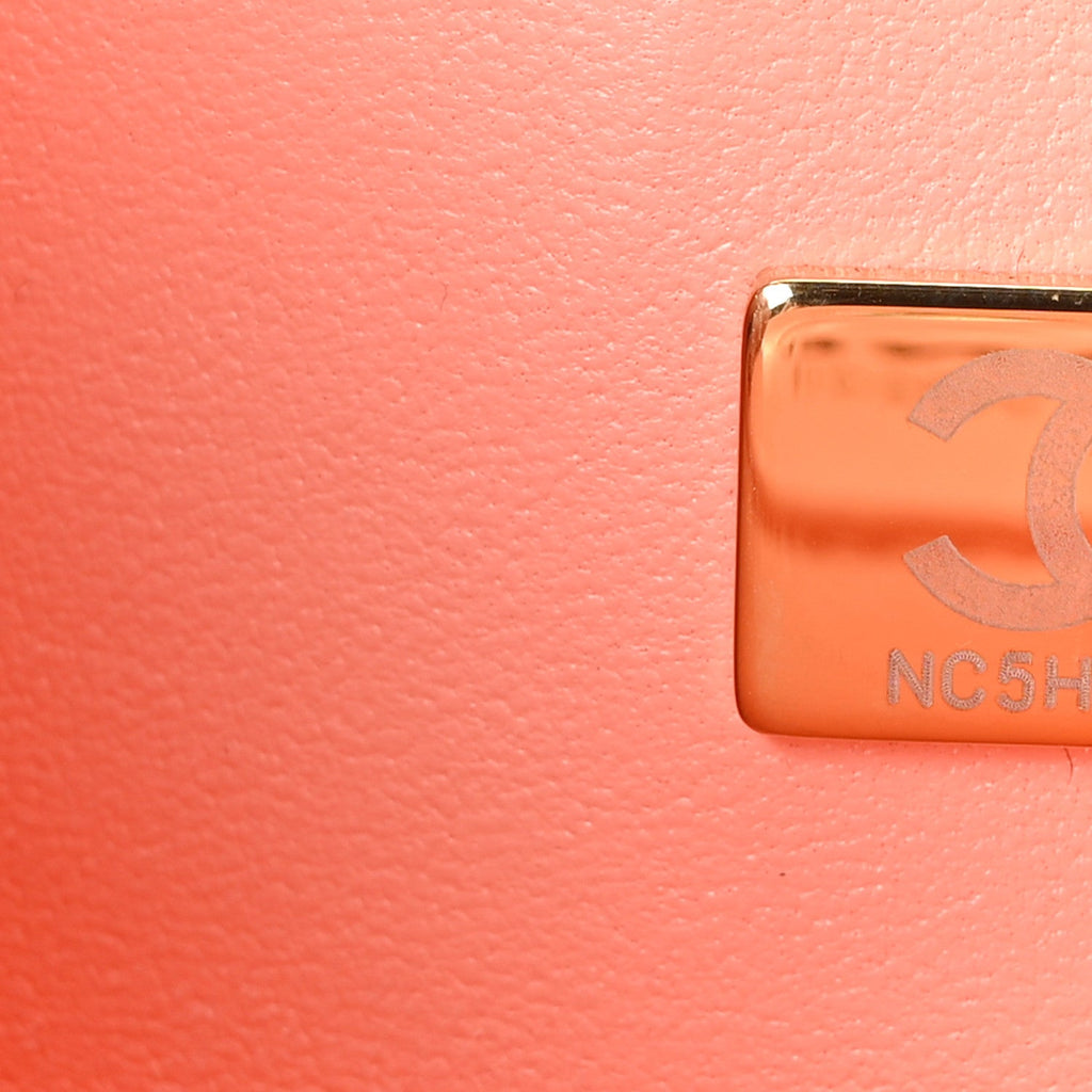 Chanel Lambskin Quilted Small Double Flap Light Orange