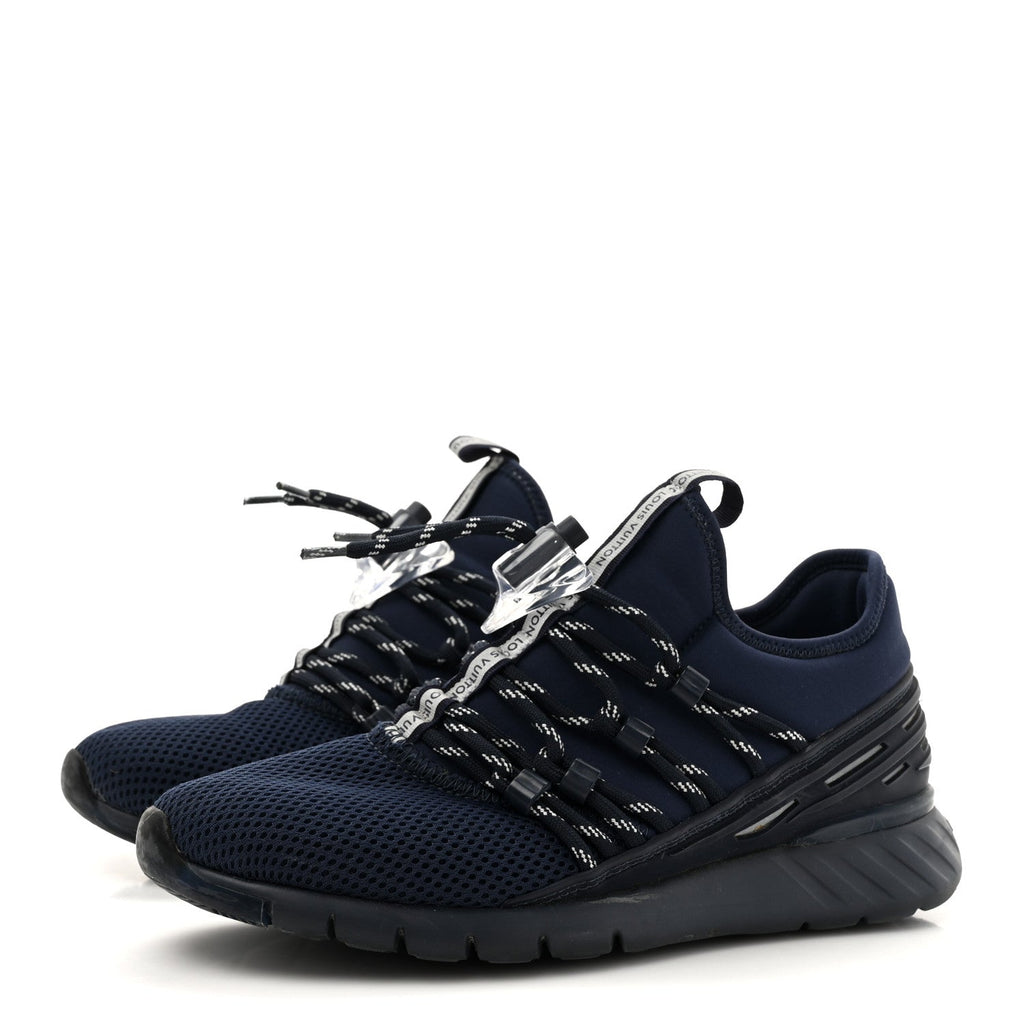 Louis Vuitton Neoprene Mesh Rubber Fastlane Low Sneakers 37 Marine