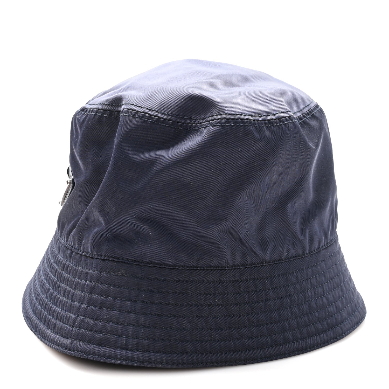 Prada Re-Nylon Metal Triangle Logo Womens Bucket Hat XL Black