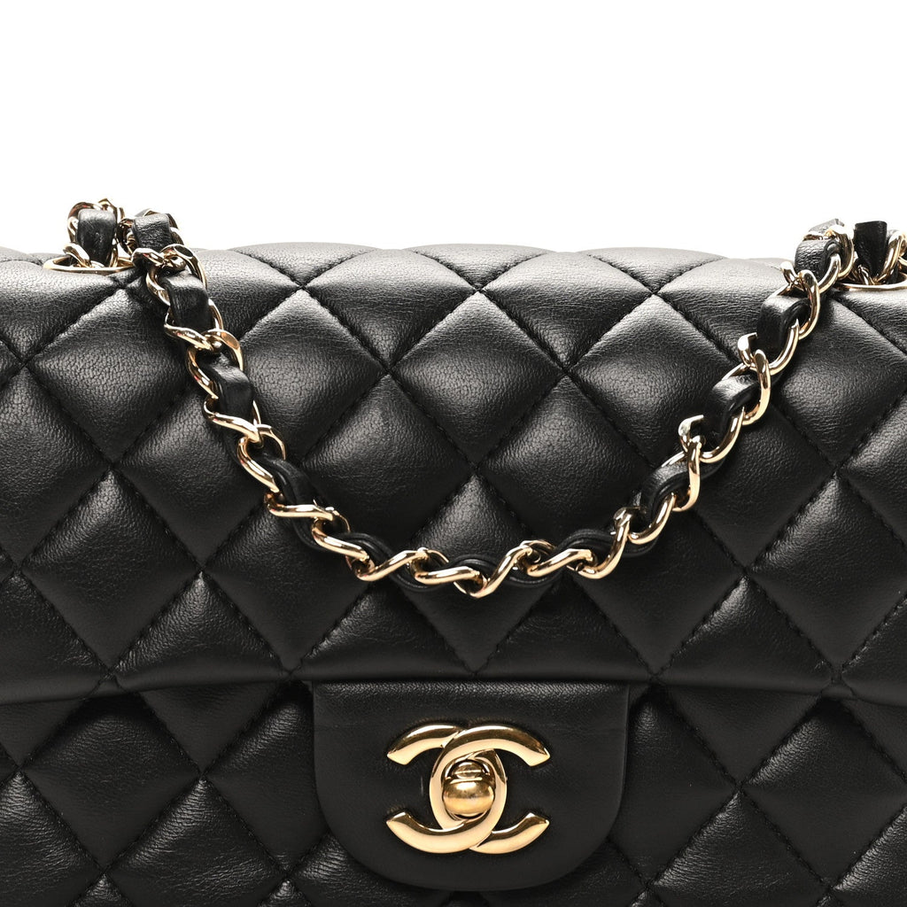 Chanel Lambskin Quilted Mini Rectangular Flap Black