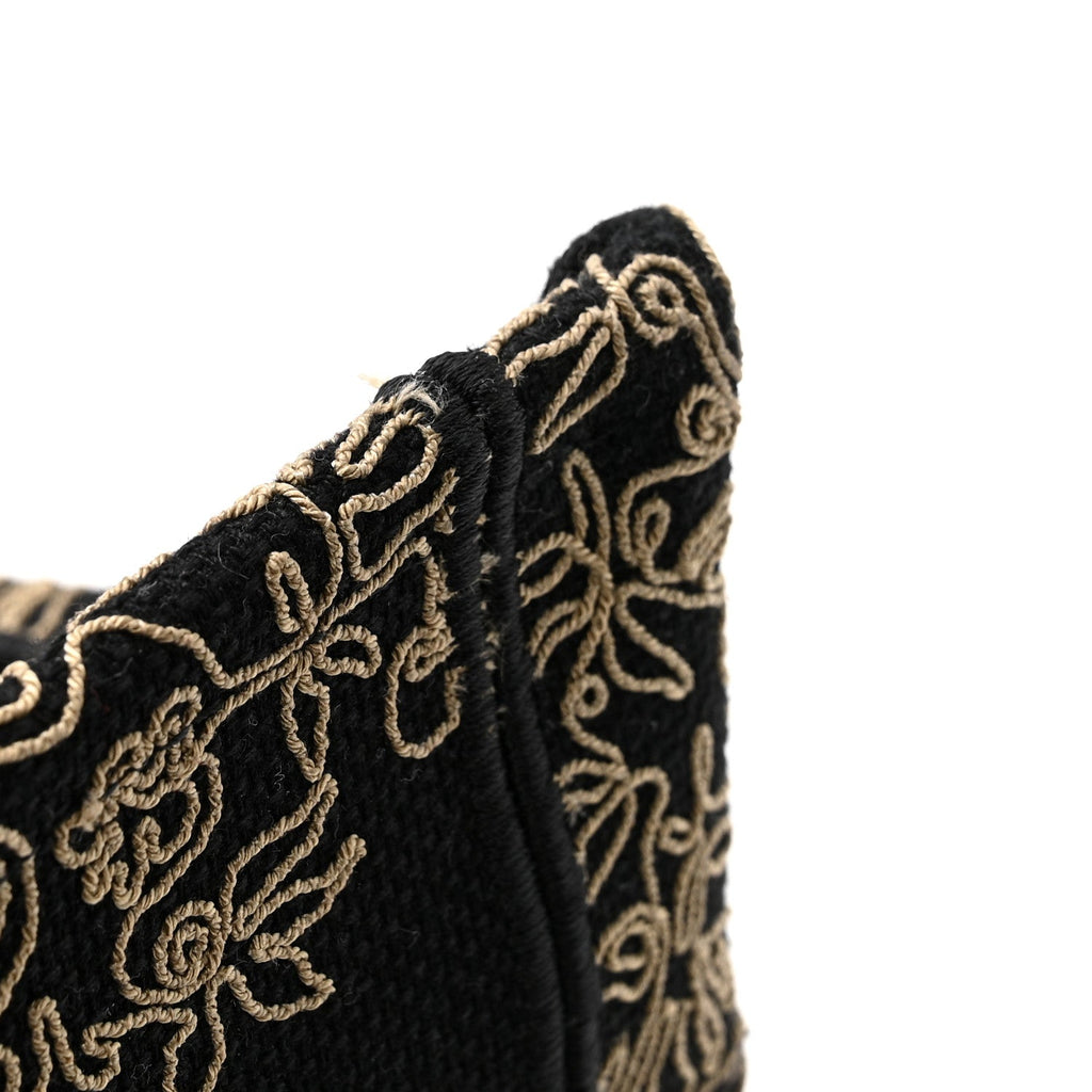 Christian Dior Canvas Embroidered Large Ornamental Cornely Book Tote Black Beige