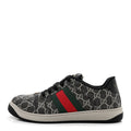 Gucci GG Supreme Monogram Miro Soft Calfskin Web Mens Screener Sneakers 8.5 Black Grey Sky