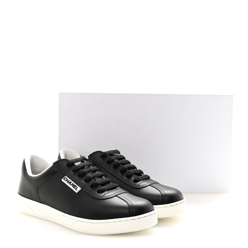 Calfskin CC Womens Sneakers 37 Black