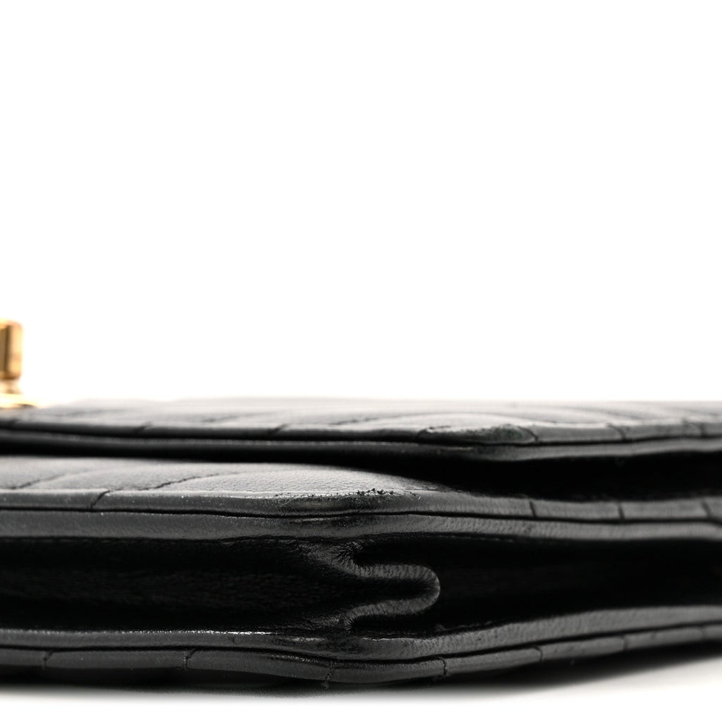 Chanel Lambskin Chevron Quilted Trendy CC Wallet On Chain WOC Black
