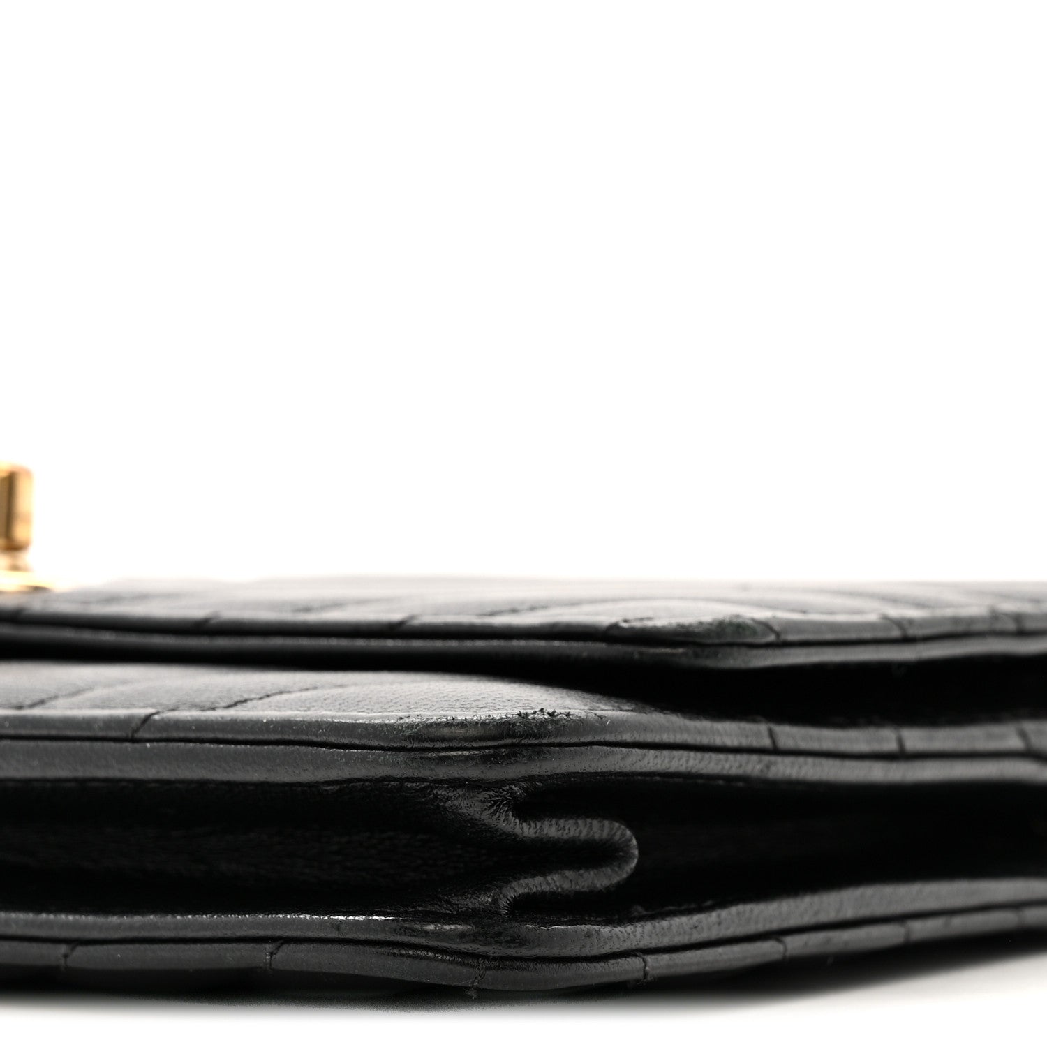 Chanel Lambskin Chevron Quilted Trendy CC Wallet On Chain WOC Black