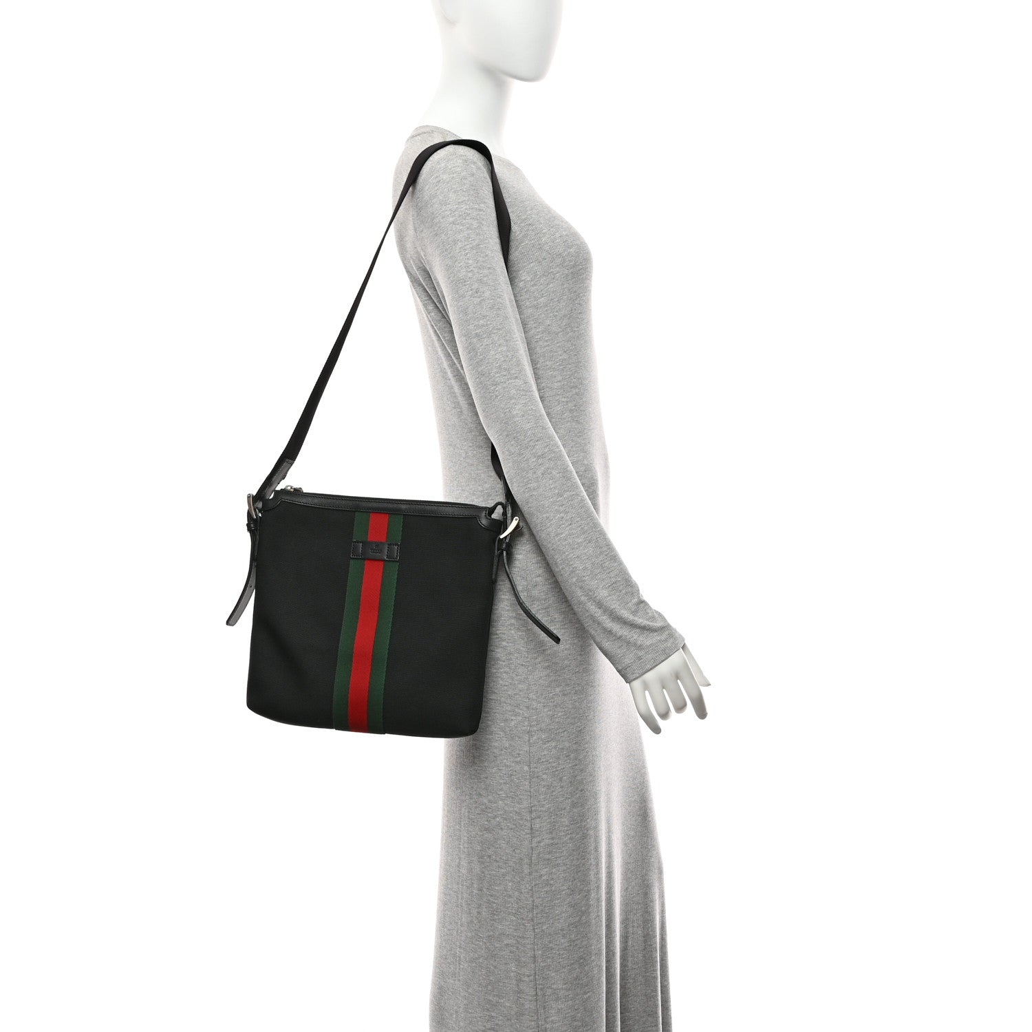 Gucci Techno Canvas Web Messenger Bag Black