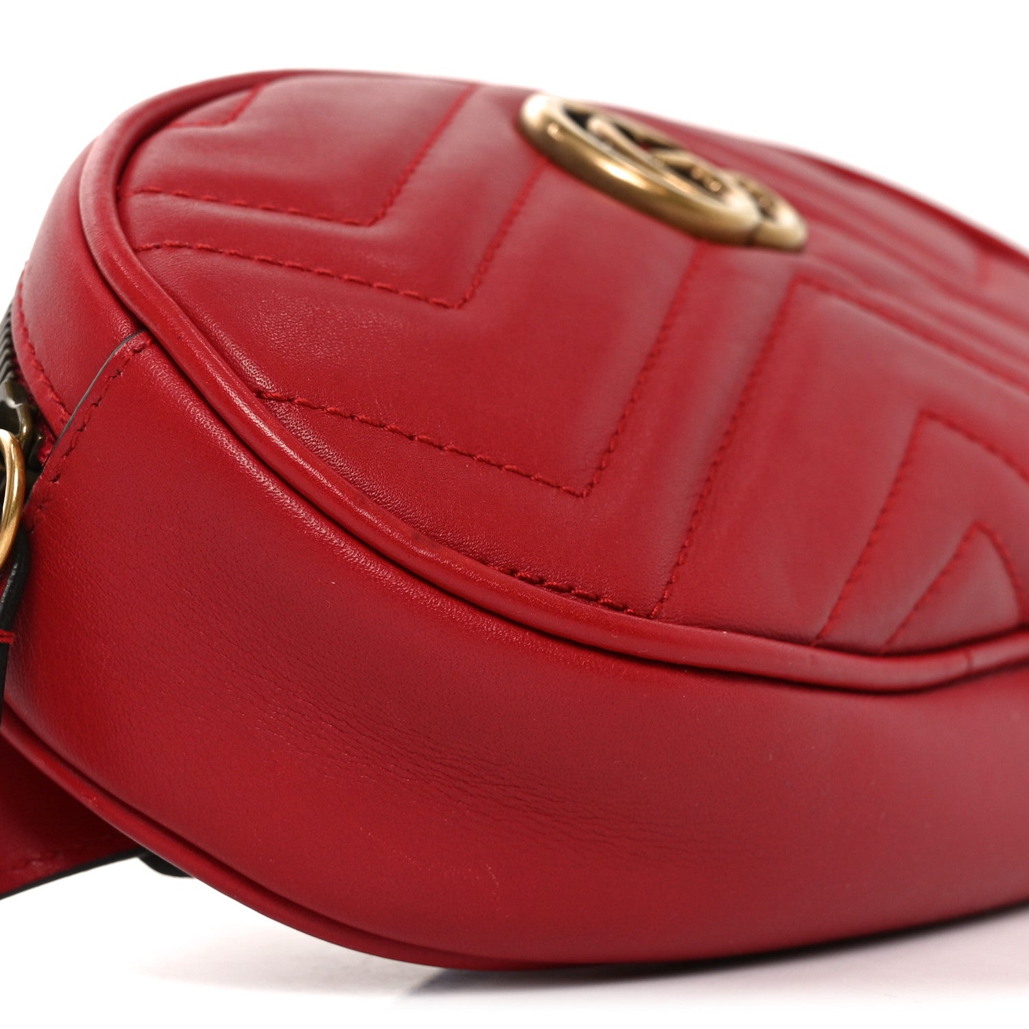 Gucci Calfskin Matelasse GG Marmont Belt Bag 105 42 Hibiscus Red
