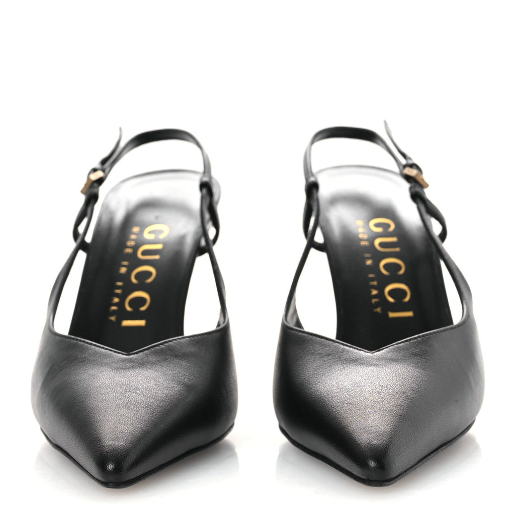 Gucci Calfskin Slingback Pumps 36.5 Black