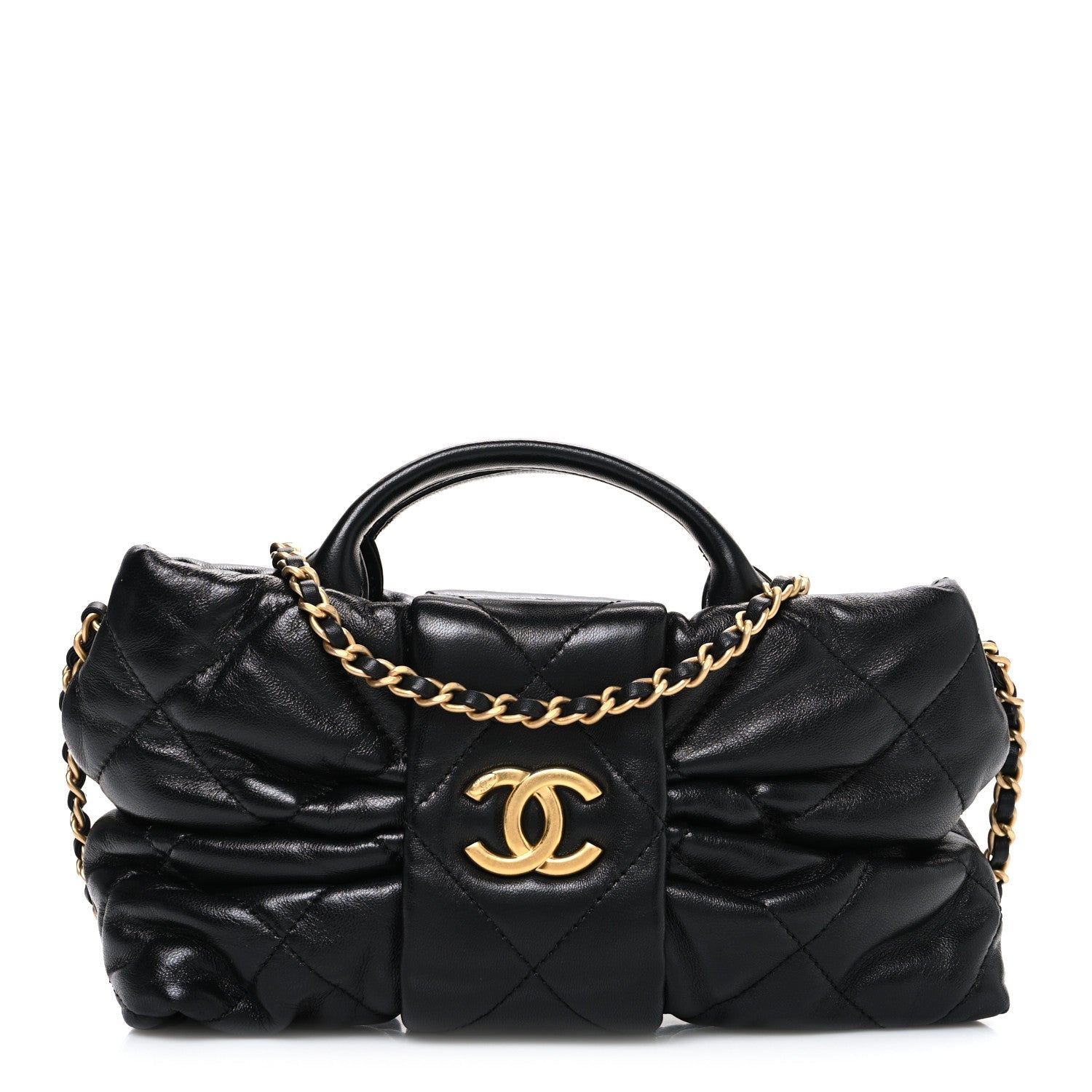 Chanel Lambskin Quilted Mini Bow Bag Black