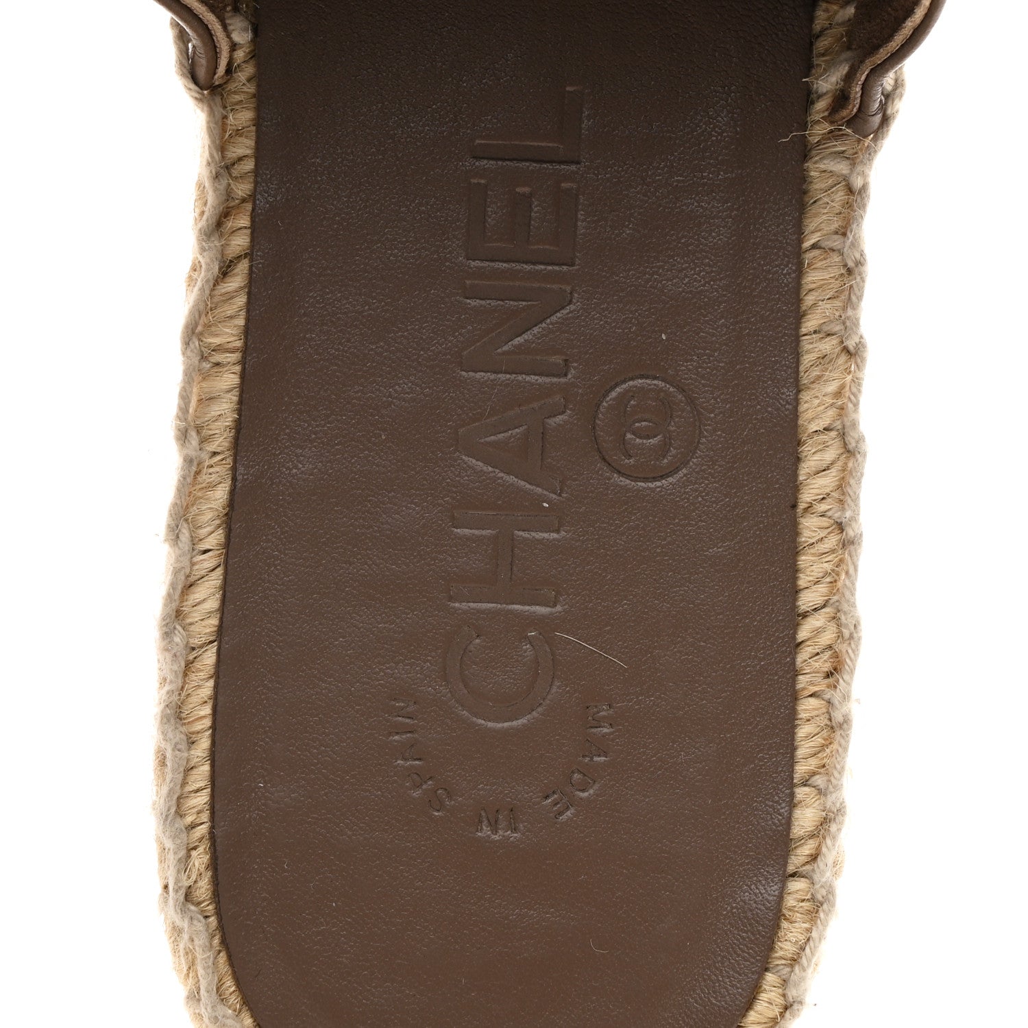 Calfskin CC Espadrille Mules 36 Dark Beige