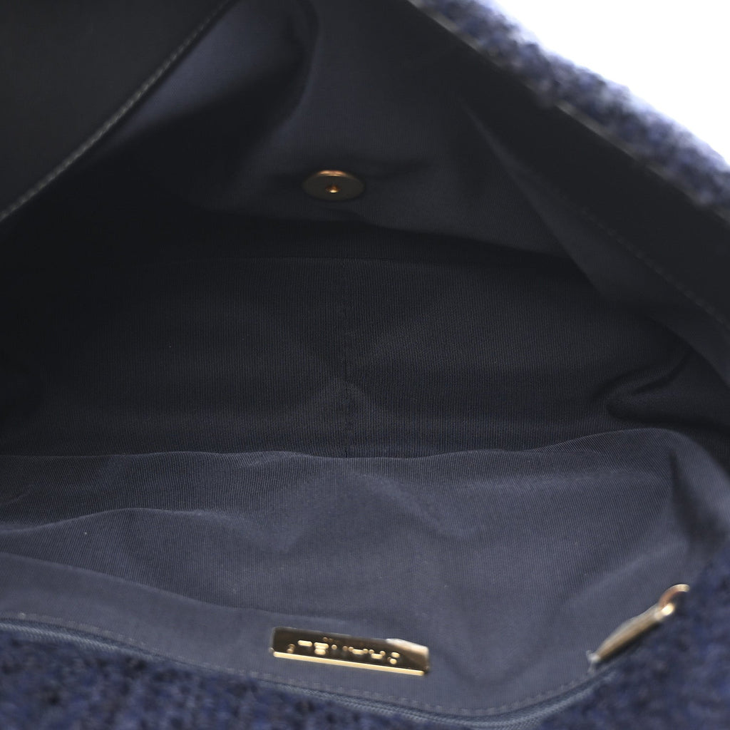 Chanel Tweed Quilted Maxi Chanel 19 Flap Navy