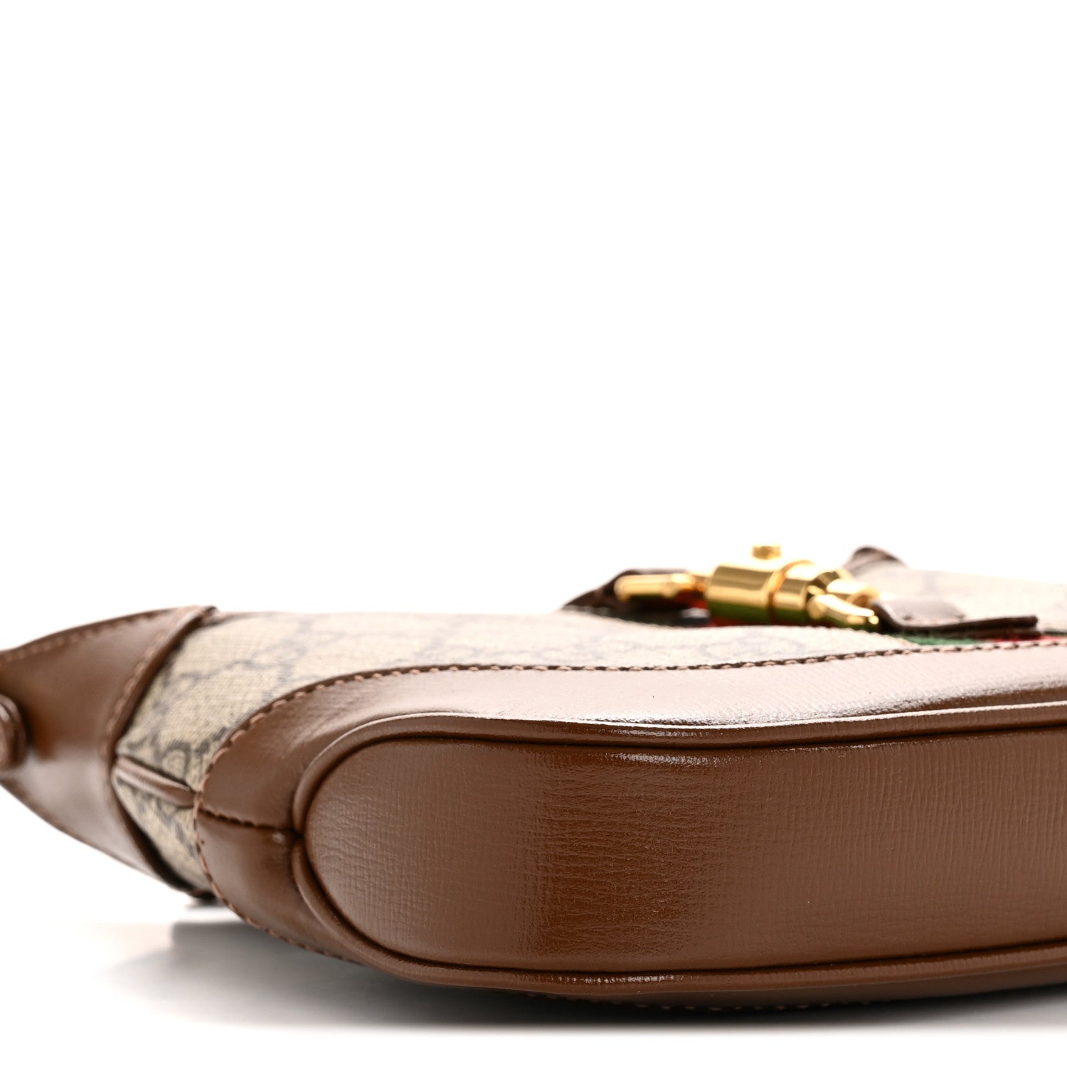 Gucci GG Supreme Monogram Azalea Calfskin Web Mini Jackie 1961 Hobo Beige Ebony Brown Sugar