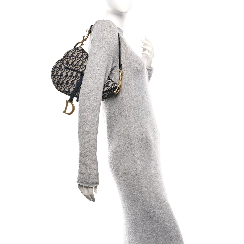 Christian Dior Oblique Saddle Bag Blue