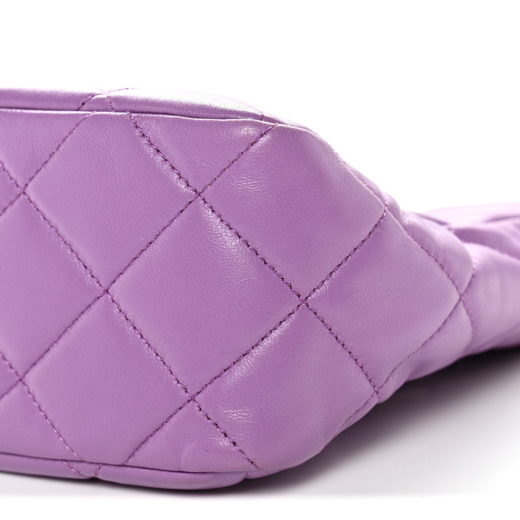 Chanel Lambskin Quilted Small Pick Me Up Hobo Purple