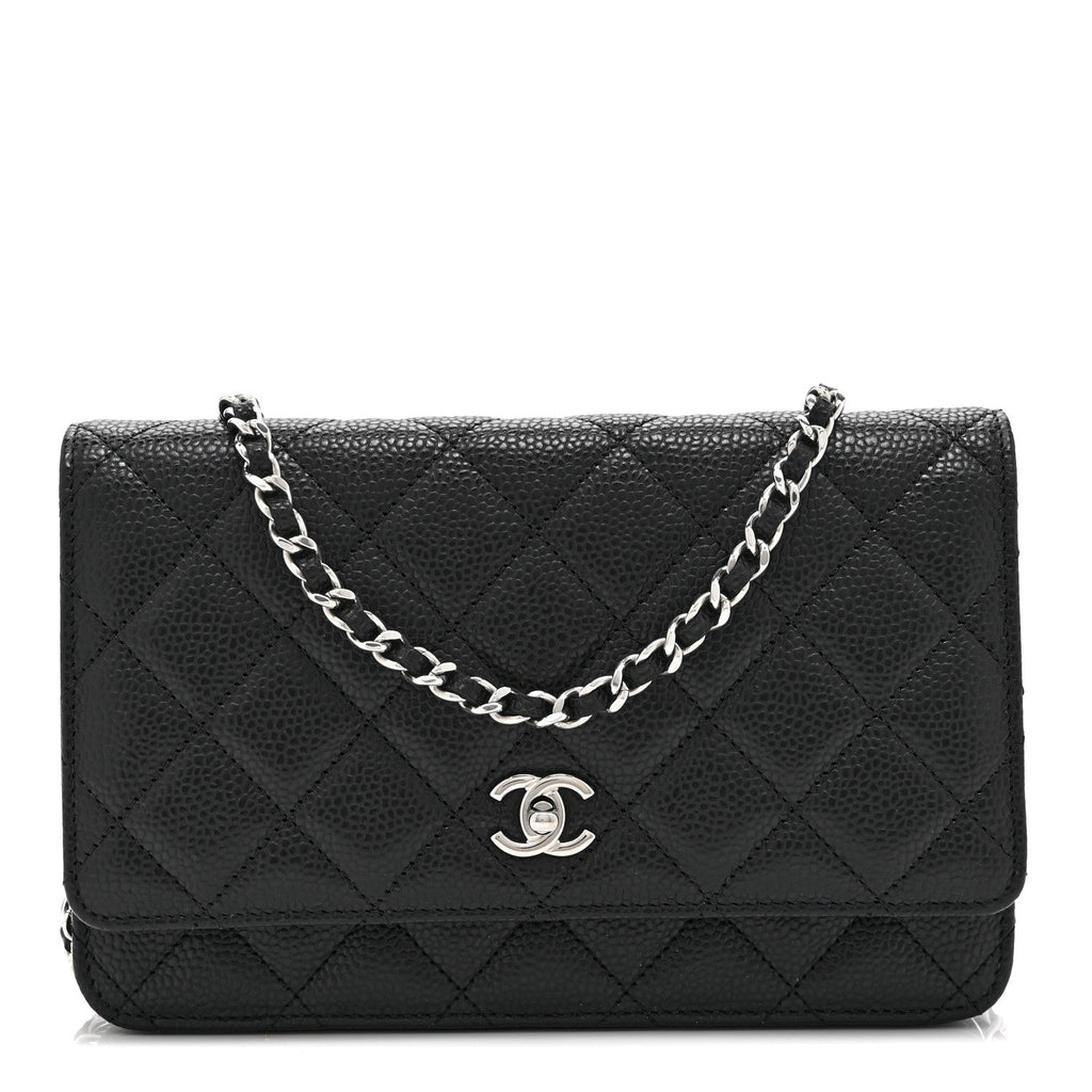 Chanel Caviar Quilted CC Turnlock Wallet On Chain WOC Black