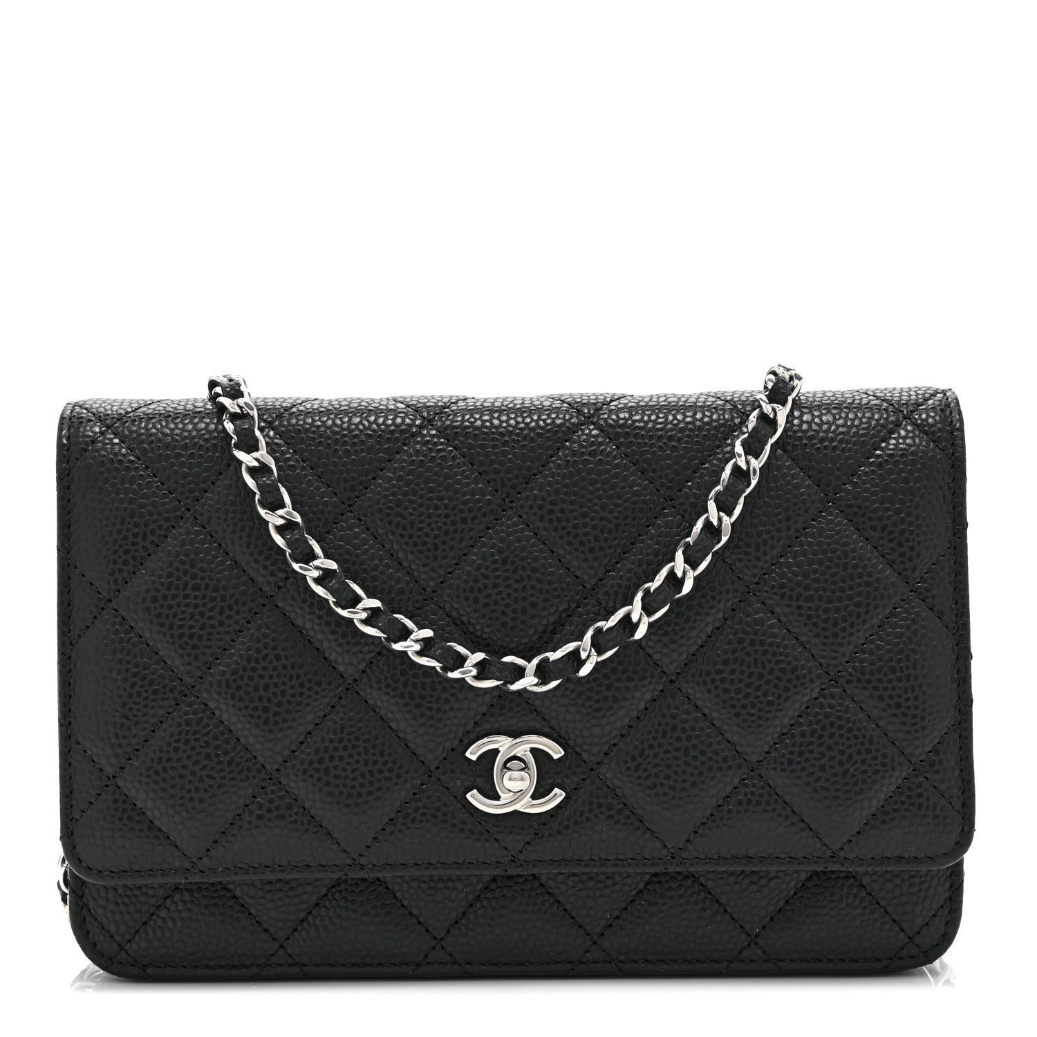 Chanel Caviar Quilted CC Turnlock Wallet On Chain WOC Black