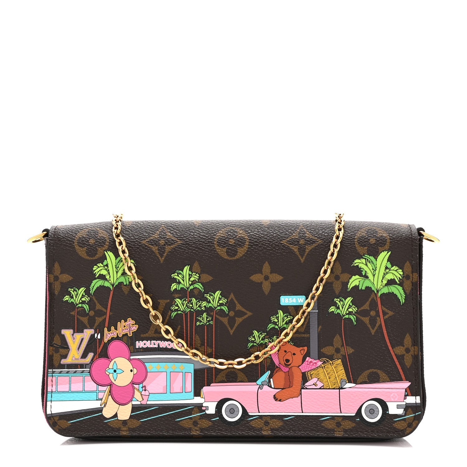 Louis Vuitton Monogram 2021 Christmas Animation Hollywood Pochette Felicie Chain Wallet Fuchsia