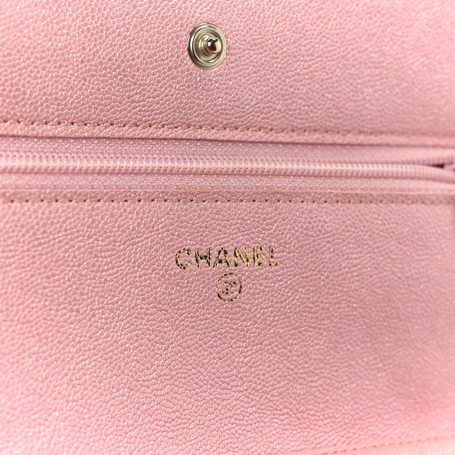 Chanel Iridescent Caviar Quilted Wallet on Chain WOC Rose Pink