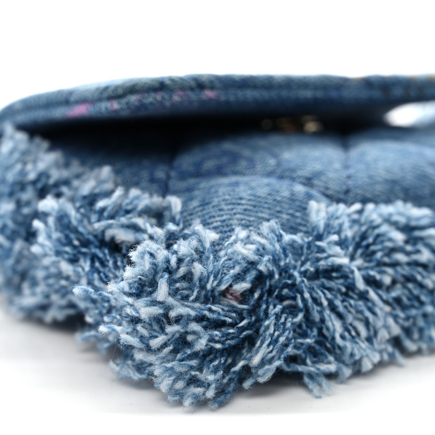Chanel Denim Quilted Denim Mood Clutch With Chain Blue Multicolor