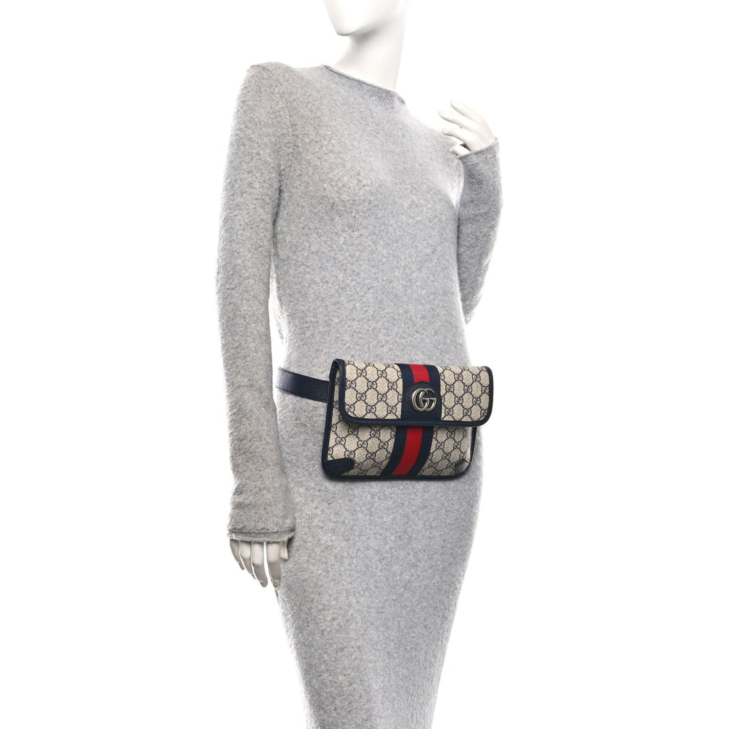 Gucci GG Supreme Monogram Web Small Ophidia Belt Bag 80 32 Beige Navy