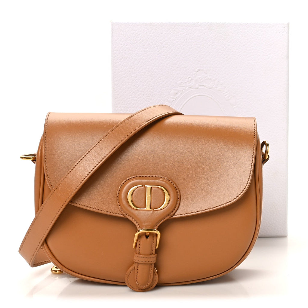 Christian Dior Box Calfskin Medium Bobby Flap Camel