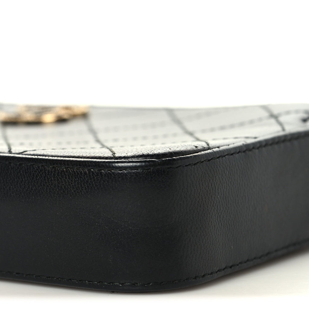 Chanel Goatskin Enamel Quilted Small Clutch With Chain Black
