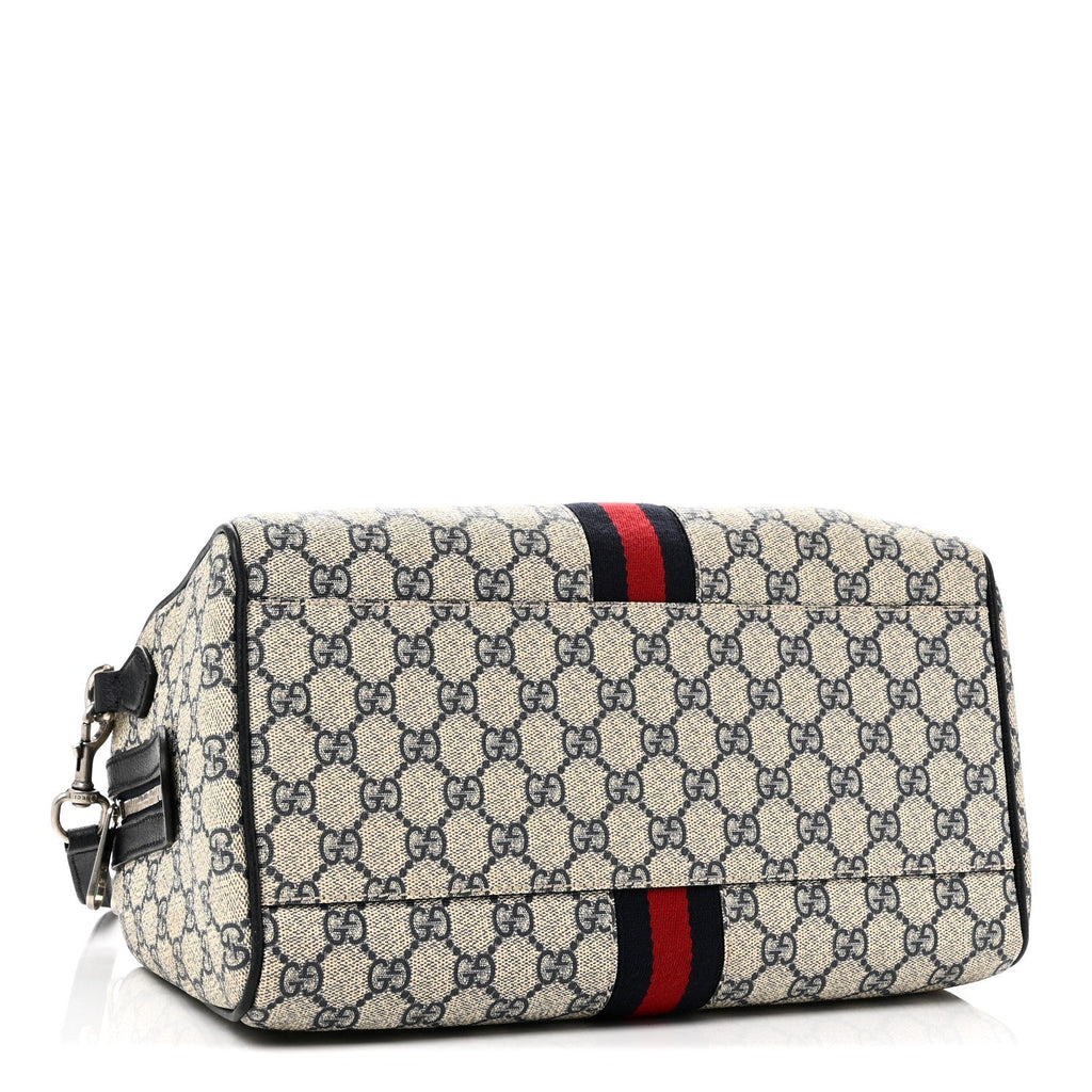 Gucci GG Supreme Monogram Web Medium Ophidia Top Handle Bag Beige Blue