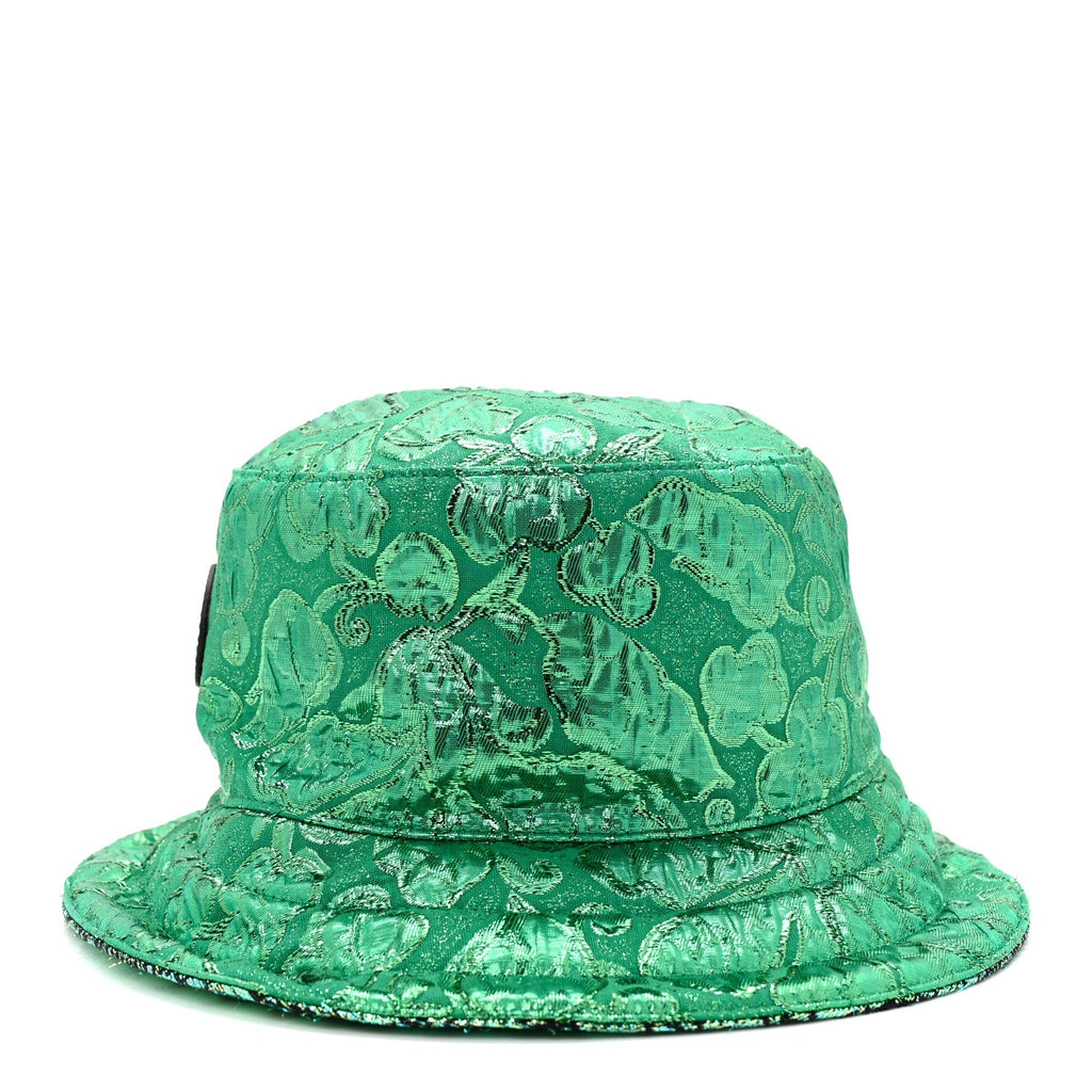 Gucci Canvas Lame GG Monogram Reversible Bucket Hat L Green