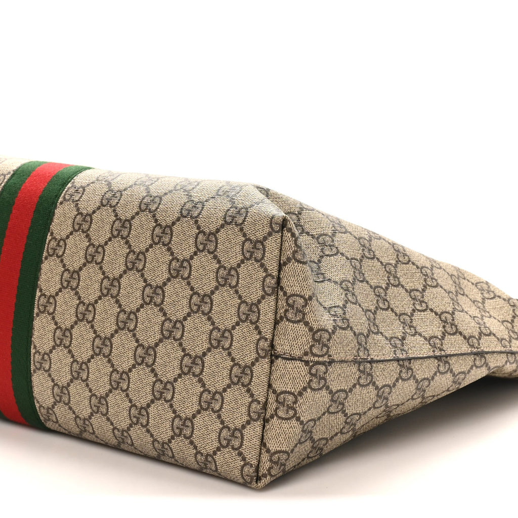 Gucci GG Supreme Monogram Medium Ophidia Shopping Tote Brown