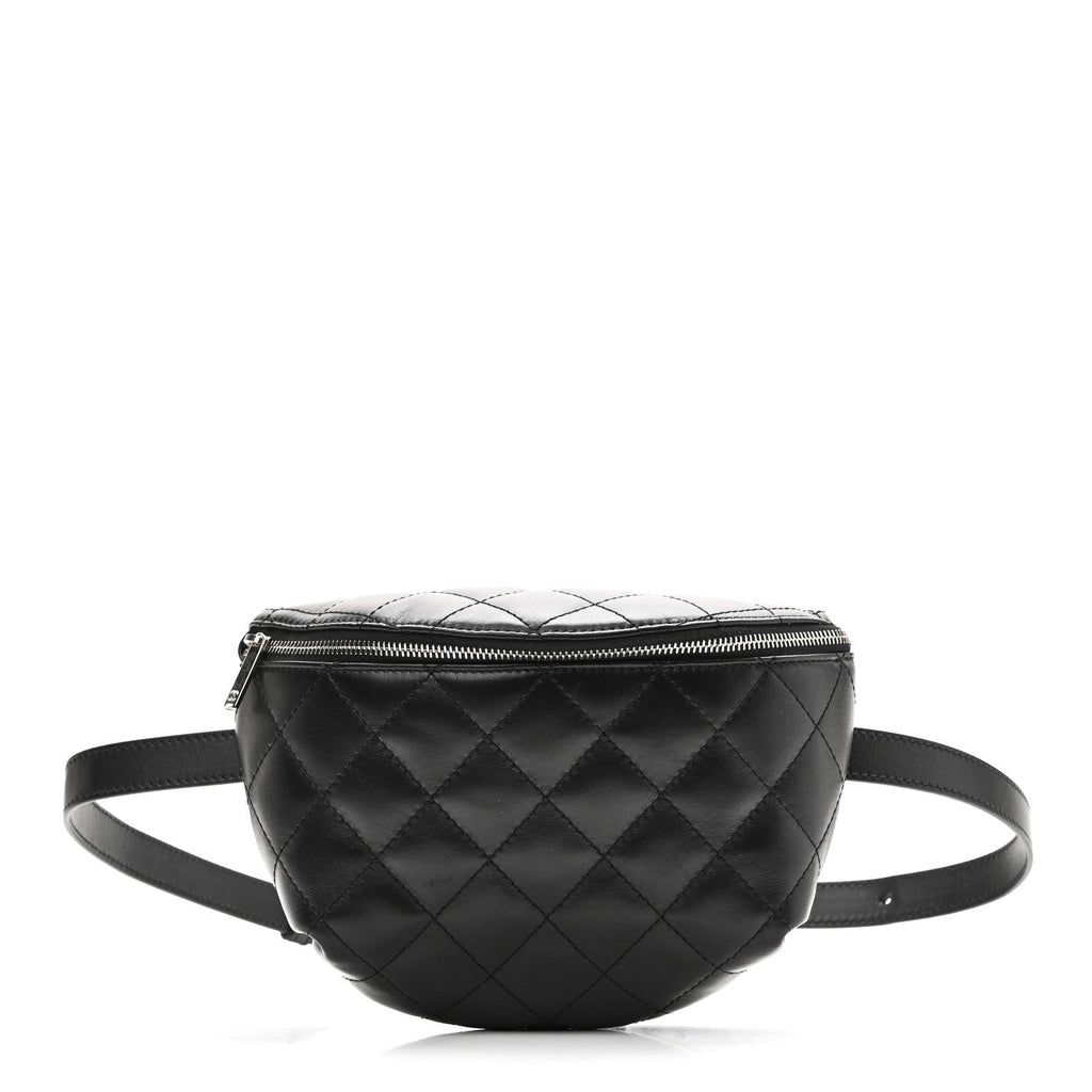 Chanel Calfskin Quilted Waist Belt Bag Black