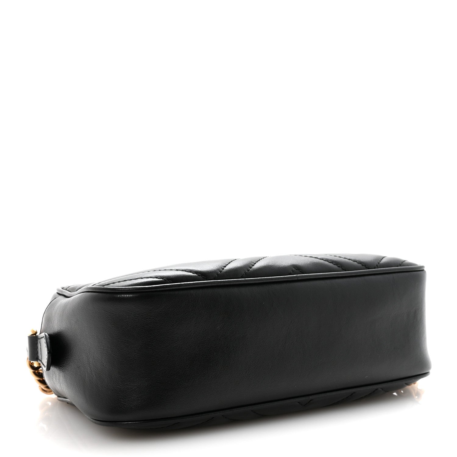 Gucci Calfskin Matelasse Small GG Marmont Chain Shoulder Bag Black