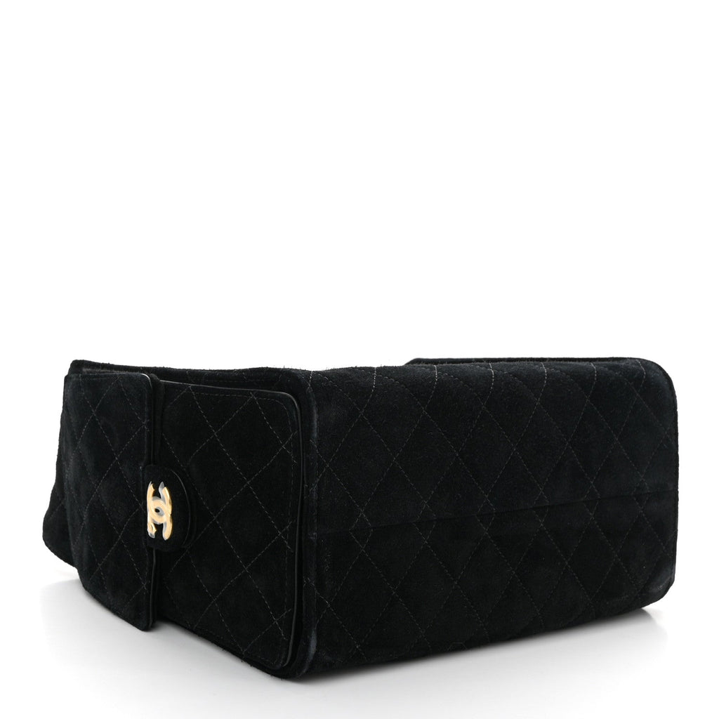 Chanel Suede Quilted Small Chanel 25 Handbag Black