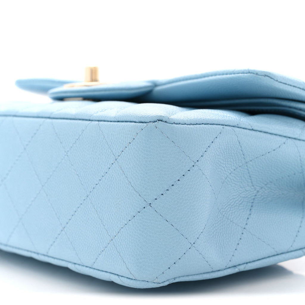 Chanel Caviar Quilted Small Double Flap Light Blue