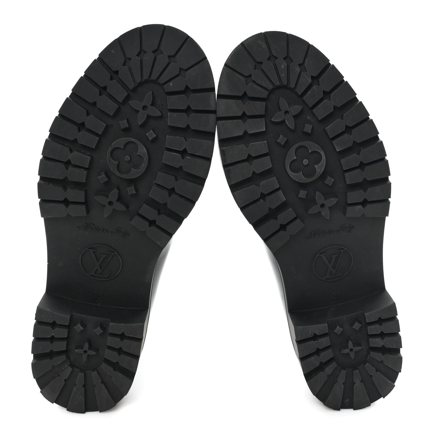 Louis Vuitton Rubber Embossed Monogram Drops Flat Half Boots 38 Black