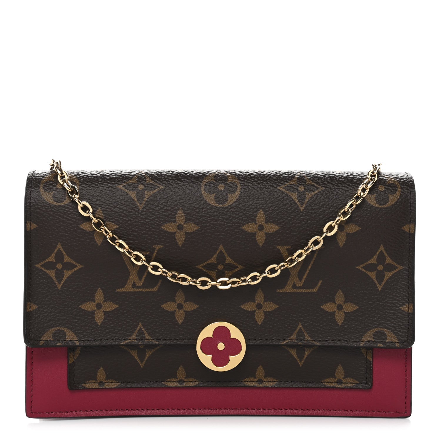 Louis Vuitton Monogram Flore Chain Wallet Fuchsia