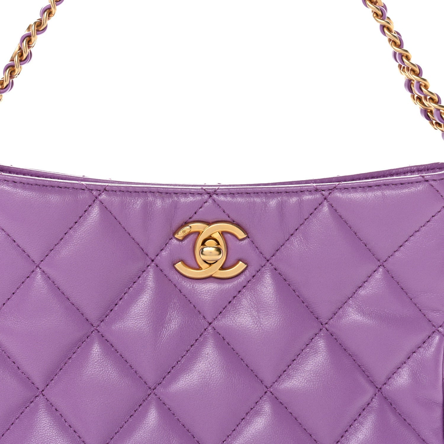 Chanel Lambskin Quilted Small Pick Me Up Hobo Purple