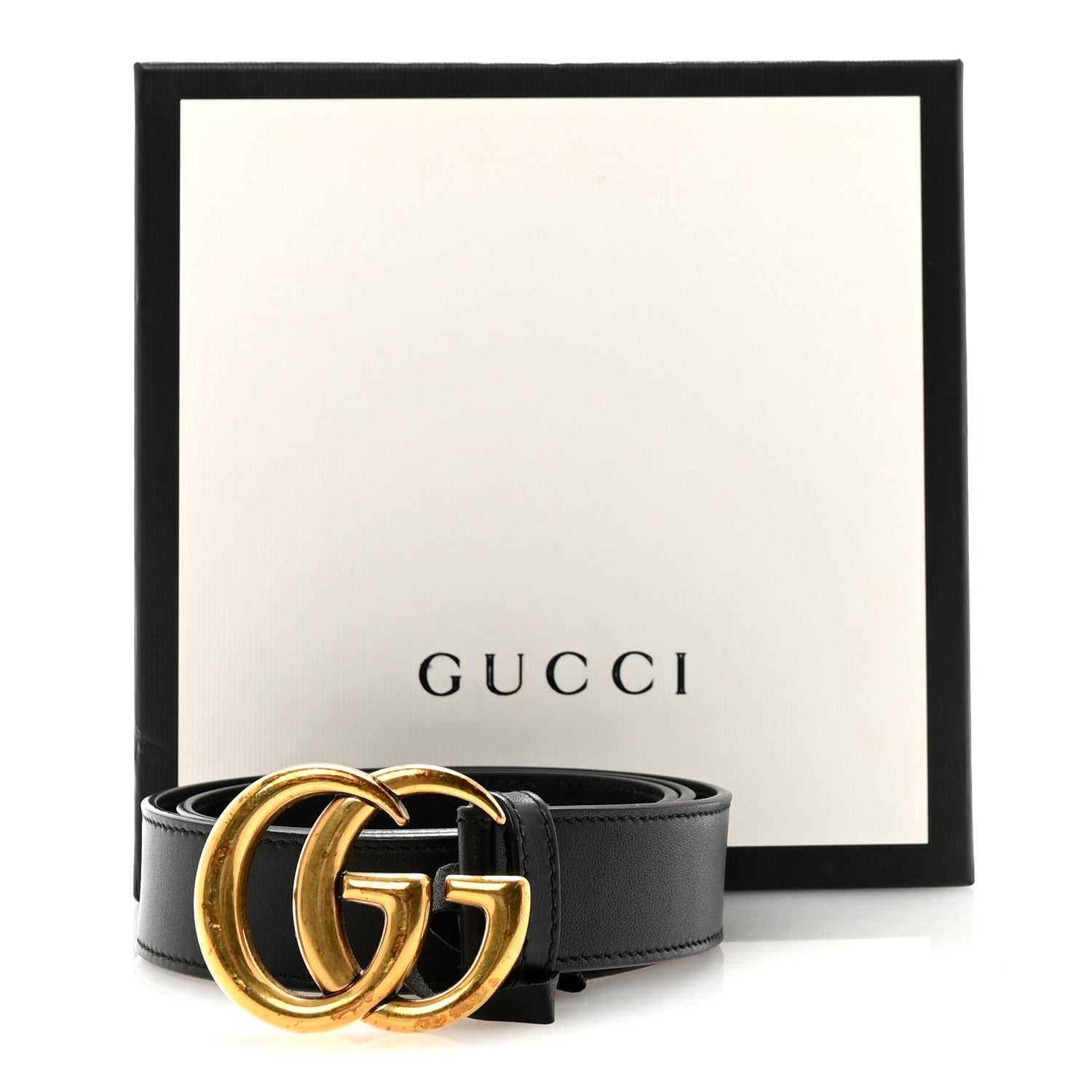 Gucci Calfskin Double G 80 32 Belt Black