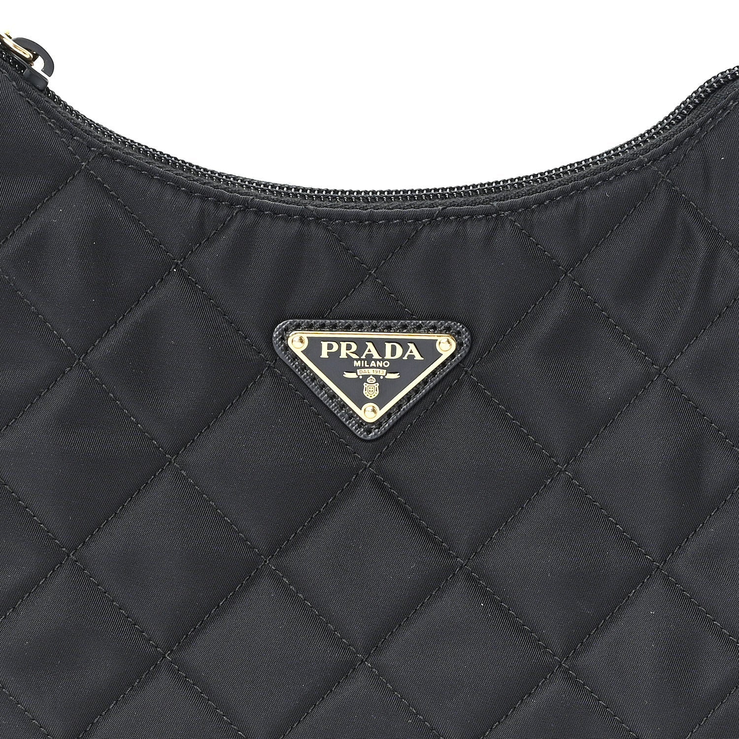 Prada Tessuto Nylon Stitched Shoulder Bag Black
